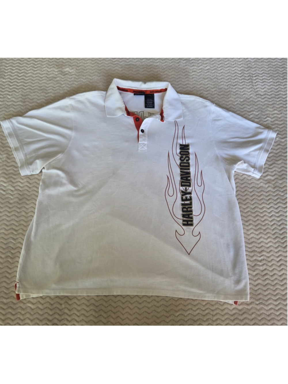 Harley-Davidson Motorcycle Polo Shirt Men 3X White Flames